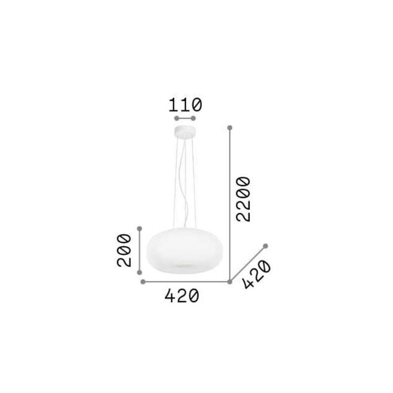 SOSPENSIONE ROTONDA IN VETRO BIANCO 2 MISURE CON DESIGN MODERNO LAMPADINE ATTACCO E27 CRISTALENSI - Cristalensi Shop Online
