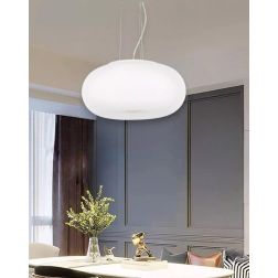 SOSPENSIONE ROTONDA IN VETRO BIANCO 2 MISURE CON DESIGN MODERNO LAMPADINE ATTACCO E27 CRISTALENSI - Cristalensi Shop Online