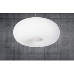 SOSPENSIONE ROTONDA IN VETRO BIANCO 2 MISURE CON DESIGN MODERNO LAMPADINE ATTACCO E27 CRISTALENSI - Cristalensi Shop Online 2