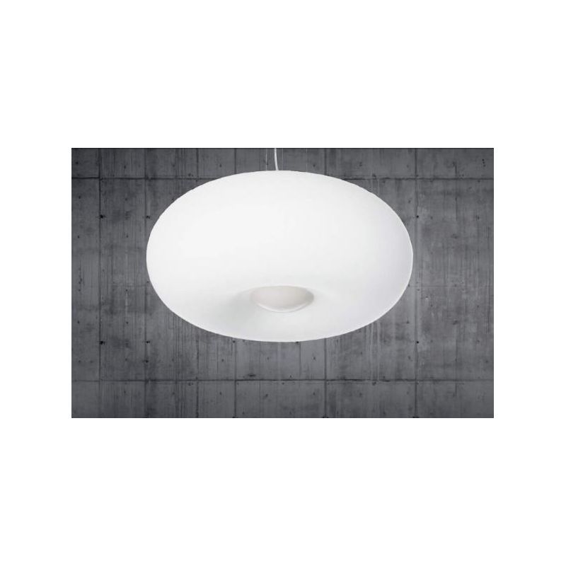 SOSPENSIONE ROTONDA IN VETRO BIANCO 2 MISURE CON DESIGN MODERNO LAMPADINE ATTACCO E27 CRISTALENSI - Cristalensi Shop Online