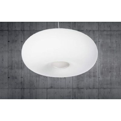 SOSPENSIONE ROTONDA IN VETRO BIANCO 2 MISURE CON DESIGN MODERNO LAMPADINE ATTACCO E27 CRISTALENSI - Cristalensi Shop Online