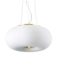 SOSPENSIONE ROTONDA IN VETRO BIANCO RIGATO 2 MISURE CON DESIGN MODERNO LAMPADINE GX53 INCLUSE CRISTALENSI - Cristalensi Shop Onl 2