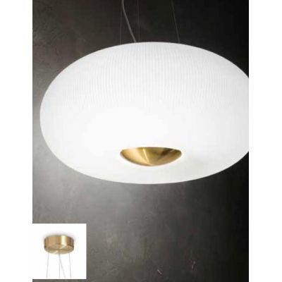 SOSPENSIONE ROTONDA IN VETRO BIANCO RIGATO 2 MISURE CON DESIGN MODERNO LAMPADINE GX53 INCLUSE CRISTALENSI - Cristalensi Shop Onl