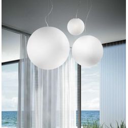 SOSPENSIONE SINGOLA IN 4 MISURE CON DIFFUSORE A SFERA IN VETRO SOFFIATO BIANCO LAMPADINA ATTACCO E27 CRISTALENSI - Cristalensi S