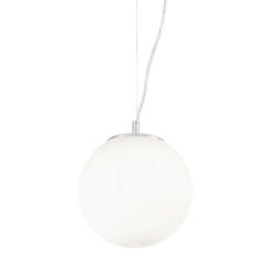 SOSPENSIONE SINGOLA IN 4 MISURE CON DIFFUSORE A SFERA IN VETRO SOFFIATO BIANCO LAMPADINA ATTACCO E27 CRISTALENSI - Cristalensi S 2