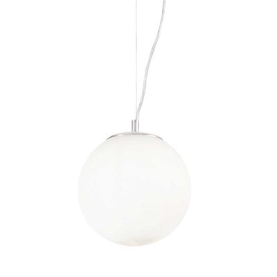 SOSPENSIONE SINGOLA IN 4 MISURE CON DIFFUSORE A SFERA IN VETRO SOFFIATO BIANCO LAMPADINA ATTACCO E27 CRISTALENSI - Cristalensi S