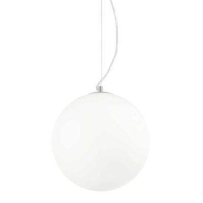 SOSPENSIONE SINGOLA IN 4 MISURE CON DIFFUSORE A SFERA IN VETRO SOFFIATO BIANCO LAMPADINA ATTACCO E27 CRISTALENSI - Cristalensi S
