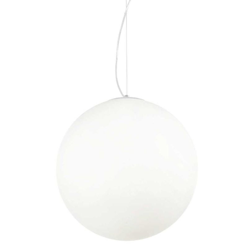 SOSPENSIONE SINGOLA IN 4 MISURE CON DIFFUSORE A SFERA IN VETRO SOFFIATO BIANCO LAMPADINA ATTACCO E27 CRISTALENSI - Cristalensi S