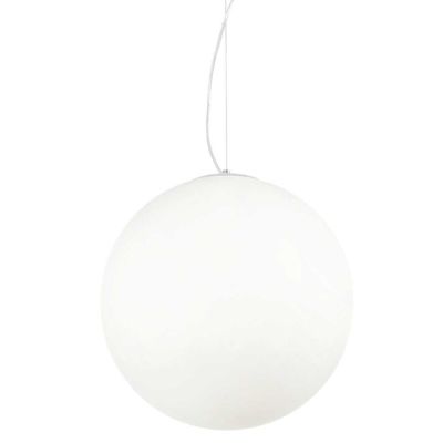 SOSPENSIONE SINGOLA IN 4 MISURE CON DIFFUSORE A SFERA IN VETRO SOFFIATO BIANCO LAMPADINA ATTACCO E27 CRISTALENSI - Cristalensi S