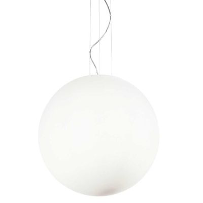 SOSPENSIONE SINGOLA IN 4 MISURE CON DIFFUSORE A SFERA IN VETRO SOFFIATO BIANCO LAMPADINA ATTACCO E27 CRISTALENSI - Cristalensi S