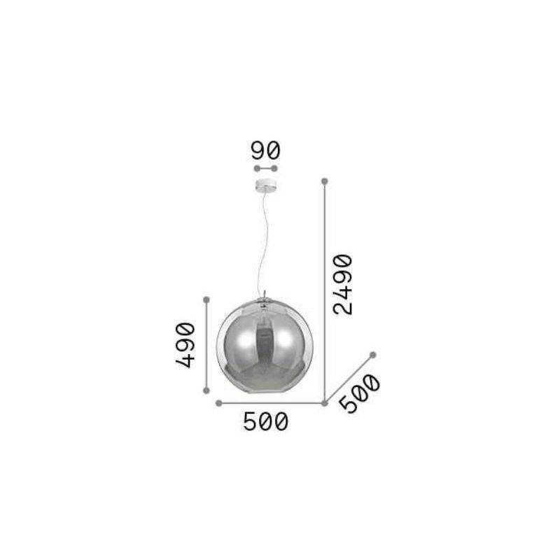 NEMO LAMPADARIO A SOSPENSIONE SINGOLO CON SFERA DIAMETRO CM 50 IN VETRO SOFFIATO FUME Ideal Lux - Cristalensi Shop Online