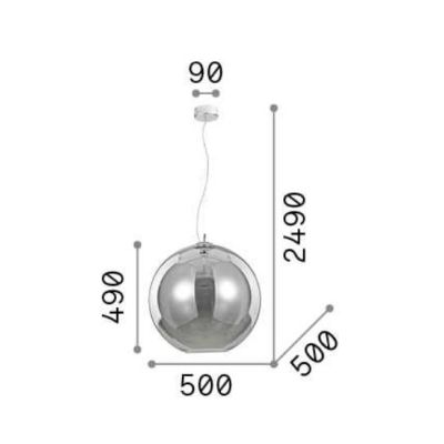 NEMO LAMPADARIO A SOSPENSIONE SINGOLO CON SFERA DIAMETRO CM 50 IN VETRO SOFFIATO FUME Ideal Lux - Cristalensi Shop Online