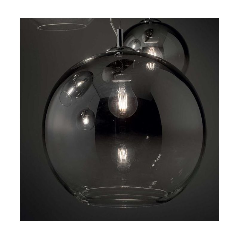 NEMO LAMPADARIO A SOSPENSIONE SINGOLO CON SFERA DIAMETRO CM 50 IN VETRO SOFFIATO FUME Ideal Lux - Cristalensi Shop Online