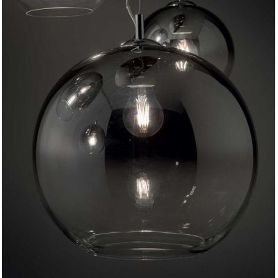 NEMO LAMPADARIO A SOSPENSIONE SINGOLO CON SFERA DIAMETRO CM 50 IN VETRO SOFFIATO FUME Ideal Lux - Cristalensi Shop Online
