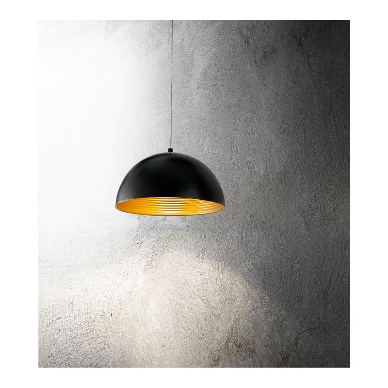 3215-40 DINGLE LAMPADARIO A SOSPENSIONE MODERNO IN METALLO NERO E ORO DI FABAS LUCE Fabas Luce - Cristalensi Shop Online