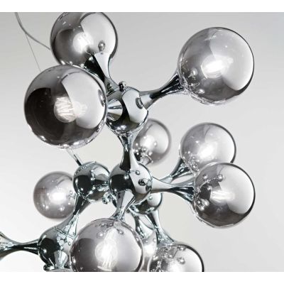 NODI SOSPENSIONE DAL DESIGN MODERNO IN METALLO CROMATO CON 15 SFERE IN VETRO TRASPARENTE CROMATO Ideal Lux - Cristalensi Shop On