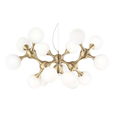 LAMPADARIO A SOSPENSIONE DESIGN MODERNO IN METALLO CROMATO O IN OTTONE CON 15 SFERE IN VETRO BIANCO CRISTALENSI - Cristalensi Sh