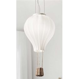 SOSPENSIONE A FORMA DI MONGOLFIERA IN VETRO SOFFIATO BIANCO PER CAMERETTE BIMBI CRISTALENSI - Cristalensi Shop Online 2