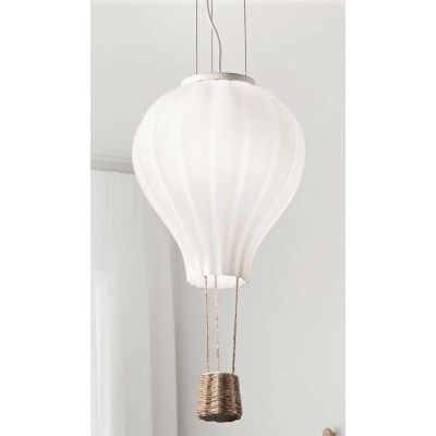 SOSPENSIONE A FORMA DI MONGOLFIERA IN VETRO SOFFIATO BIANCO PER CAMERETTE BIMBI CRISTALENSI - Cristalensi Shop Online