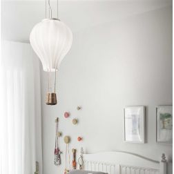 SOSPENSIONE A FORMA DI MONGOLFIERA IN VETRO SOFFIATO BIANCO PER CAMERETTE BIMBI CRISTALENSI - Cristalensi Shop Online