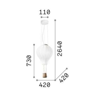 SOSPENSIONE A FORMA DI MONGOLFIERA IN VETRO SOFFIATO BIANCO DIAMETRO CM 42 PER CAMERETTE BIMBI CRISTALENSI - Cristalensi Shop On