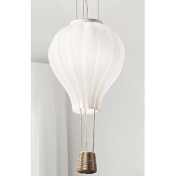 SOSPENSIONE A FORMA DI MONGOLFIERA IN VETRO SOFFIATO BIANCO DIAMETRO CM 42 PER CAMERETTE BIMBI CRISTALENSI - Cristalensi Shop On