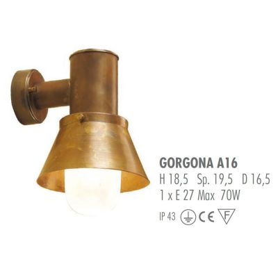 GORGONA A16 SPOT APPLIQUE PER ESTERNO IN OTTONE NATURALE O VERNICIATO DI CORTEN O ANTRACITE CRISTALENSI OTTONE - Cristalensi Sho