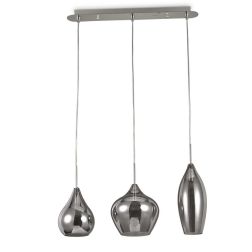 SOFT LAMPADARIO A SOSPENSIONE A 3 LUCI MODERNO IN METALLO CROMATO E VETRO SOFFIATO FUME Ideal Lux - Cristalensi Shop Online