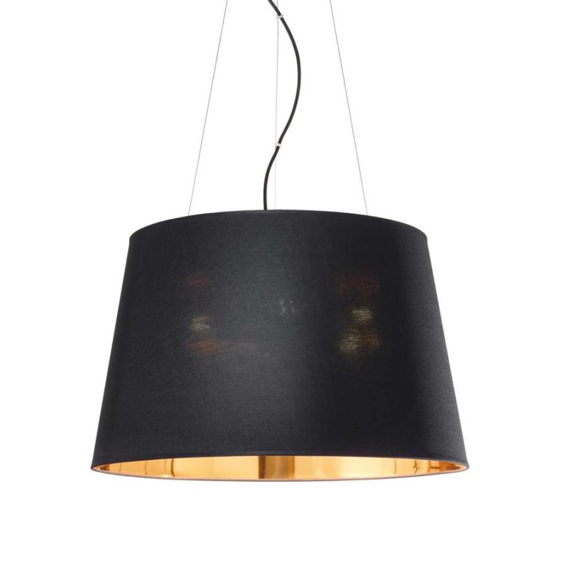 NORDIK LAMPADARIO A SOSPENSIONE IN TESSUTO DI COLORE NERO DIAMETRO 50 OPPURE DIAMETRO CM 60 CRISTALENSI - Cristalensi Shop Onlin