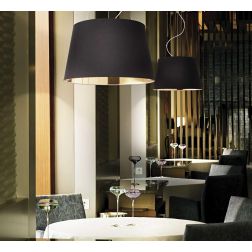 NORDIK LAMPADARIO A SOSPENSIONE IN TESSUTO DI COLORE NERO DIAMETRO 50 OPPURE DIAMETRO CM 60 CRISTALENSI - Cristalensi Shop Onlin