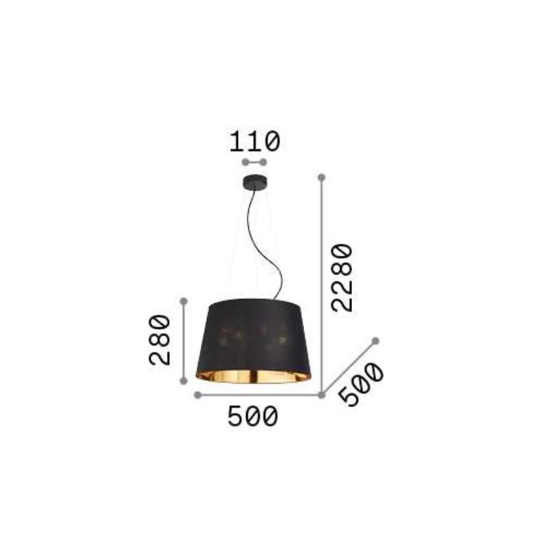 NORDIK LAMPADARIO A SOSPENSIONE IN TESSUTO DI COLORE NERO DIAMETRO 50 OPPURE DIAMETRO CM 60 CRISTALENSI - Cristalensi Shop Onlin