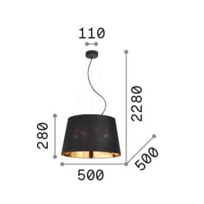 NORDIK LAMPADARIO A SOSPENSIONE IN TESSUTO DI COLORE NERO DIAMETRO 50 OPPURE DIAMETRO CM 60 CRISTALENSI - Cristalensi Shop Onlin