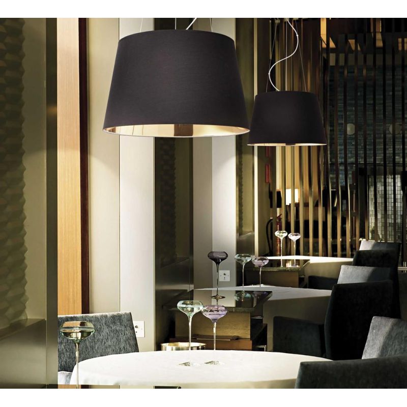 NORDIK LAMPADARIO A SOSPENSIONE IN TESSUTO DI COLORE NERO DIAMETRO 50 OPPURE DIAMETRO CM 60 CRISTALENSI - Cristalensi Shop Onlin