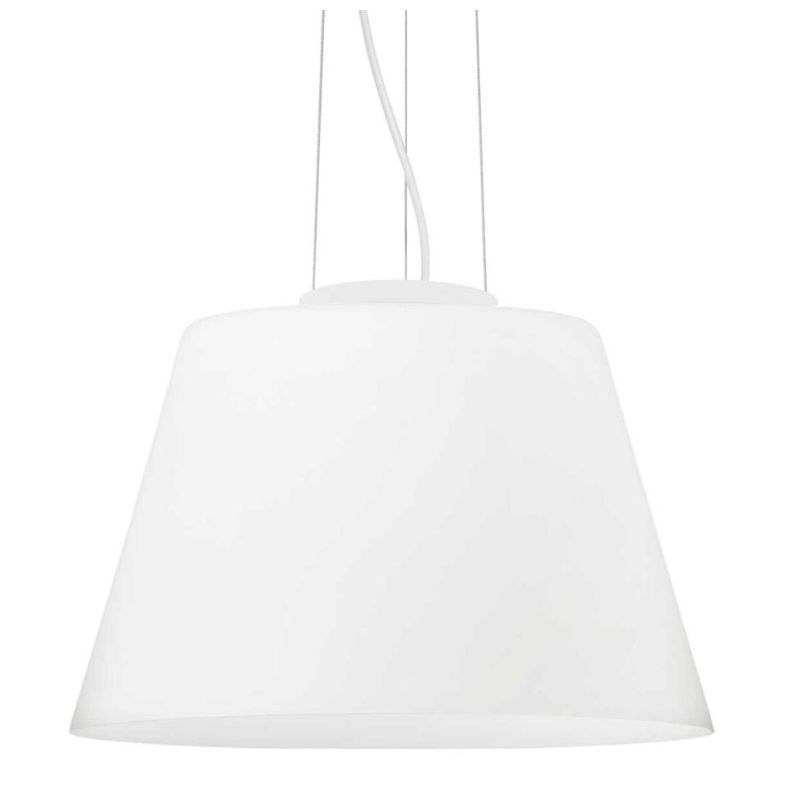 LAMPADARIO A SOSPENSIONE DIAMETRO 40 IN VETRO SOFFIATO BIANCO LATTE CRISTALENSI - Cristalensi Shop Online