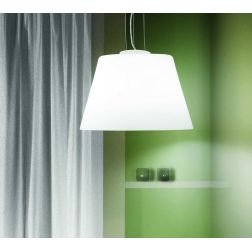 LAMPADARIO A SOSPENSIONE DIAMETRO 40 IN VETRO SOFFIATO BIANCO LATTE CRISTALENSI - Cristalensi Shop Online