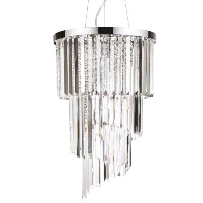 SOSPENSIONE MODERNA 8 LUCI METALLO CROMO O ORO CON PENDAGLI IN CRISTALLO TRASPARENTE CRISTALENSI - Cristalensi Shop Online