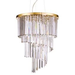CARLTON SOSPENSIONE MODERNA 12 LUCI METALLO CROMO O ORO CON PENDAGLI IN CRISTALLO TRASPARENTE Ideal Lux - Cristalensi Shop Onlin 2