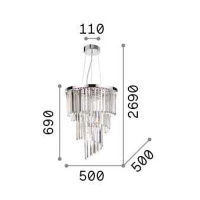 CARLTON SOSPENSIONE MODERNA 12 LUCI METALLO CROMO O ORO CON PENDAGLI IN CRISTALLO TRASPARENTE Ideal Lux - Cristalensi Shop Onlin