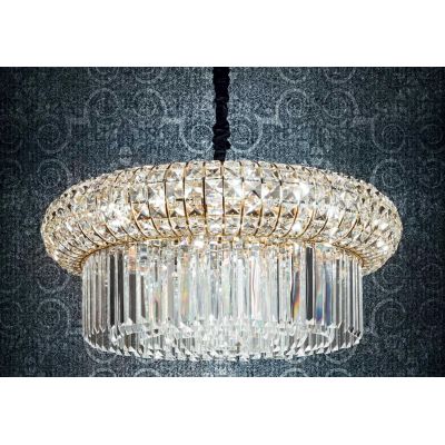 NABUCCO LAMPADARIO A SOSPENSIONE ELEGANTE 2 MISURE METALLO ORO CON PENDAGLI IN CRISTALLO TRASPARENTE Ideal Lux - Cristalensi Sho