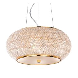 LAMPADARIO ELEGANTE 3 MISURE IN METALLO ORO O CROMO CON PERLE IN CRISTALLO TRASPARENTE CRISTALENSI - Cristalensi Shop Online 2