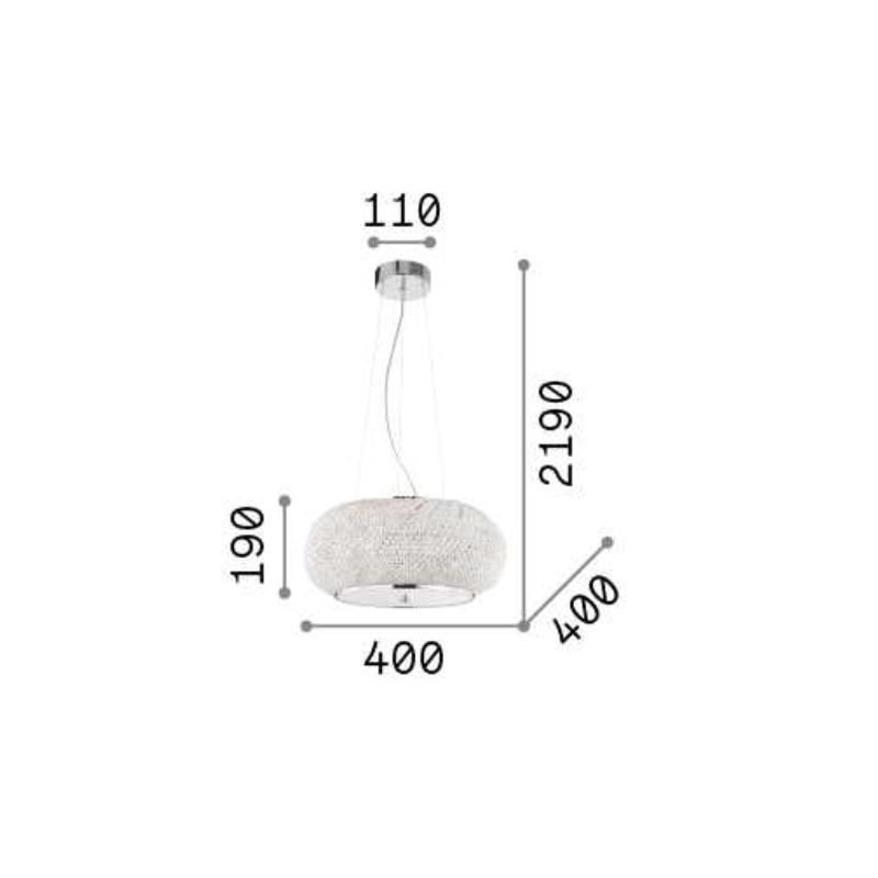 LAMPADARIO ELEGANTE 3 MISURE IN METALLO ORO O CROMO CON PERLE IN CRISTALLO TRASPARENTE CRISTALENSI - Cristalensi Shop Online