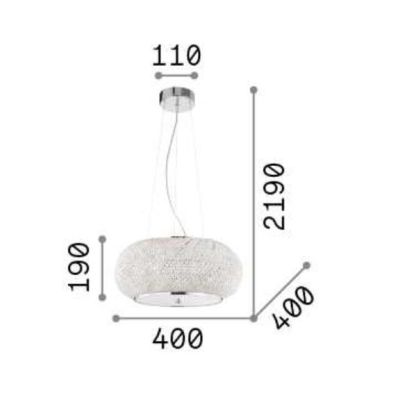 LAMPADARIO ELEGANTE 3 MISURE IN METALLO ORO O CROMO CON PERLE IN CRISTALLO TRASPARENTE CRISTALENSI - Cristalensi Shop Online