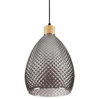 SOSPENSIONE SINGOLA IN VETRO SOFFIATO SFUMATO FUME 3 FORME E MISURE DESIGN MODERNO CRISTALENSI - Cristalensi Shop Online