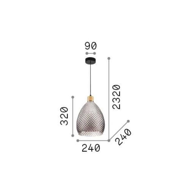 SOSPENSIONE SINGOLA IN VETRO SOFFIATO SFUMATO FUME 3 FORME E MISURE DESIGN MODERNO CRISTALENSI - Cristalensi Shop Online