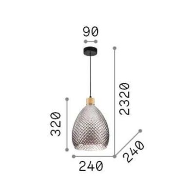 SOSPENSIONE SINGOLA IN VETRO SOFFIATO SFUMATO FUME 3 FORME E MISURE DESIGN MODERNO CRISTALENSI - Cristalensi Shop Online