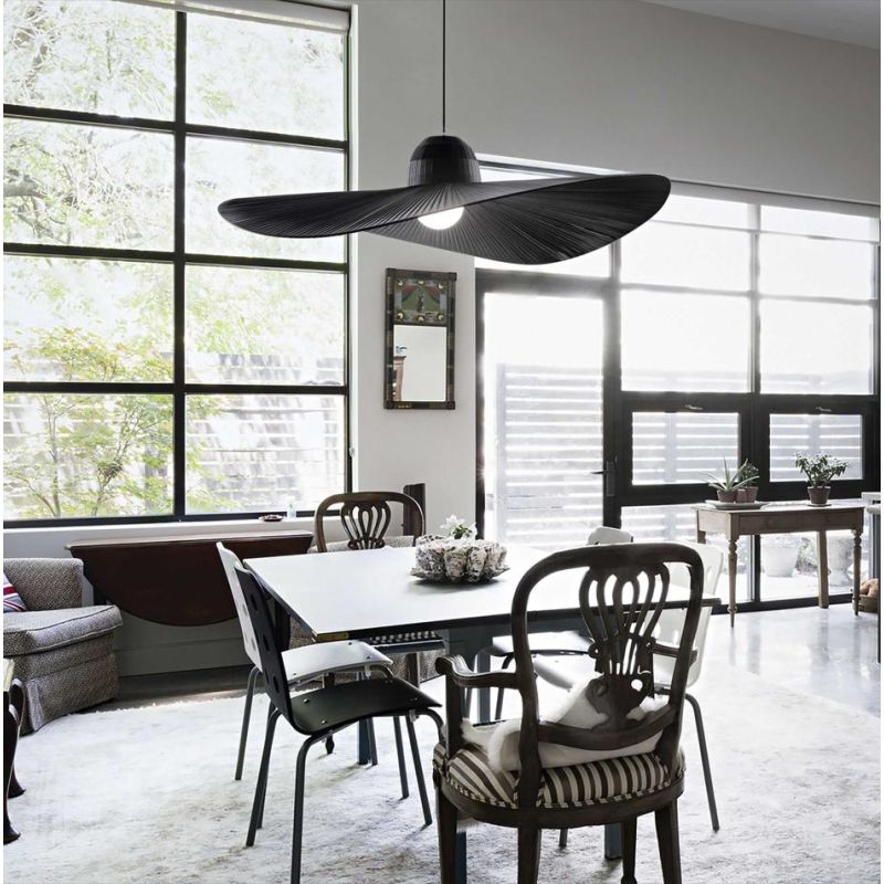 LAMPADARIO A SOSPENSIONE MODERNO IN TESSUTO DI RASO NERO, BIANCO O AVORIO DIAMETRO CM 110 CRISTALENSI - Cristalensi Shop Online