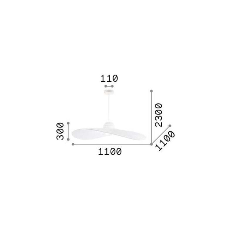 LAMPADARIO A SOSPENSIONE MODERNO IN TESSUTO DI RASO NERO, BIANCO O AVORIO DIAMETRO CM 110 CRISTALENSI - Cristalensi Shop Online