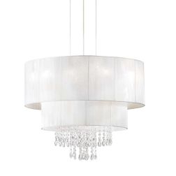 OPERA LAMPADARIO ELEGANTE CON PARALUMI IN PVC E CON GOCCE IN CRISTALLO TRASPARENTE 3 MISURE Ideal Lux - Cristalensi Shop Online 2