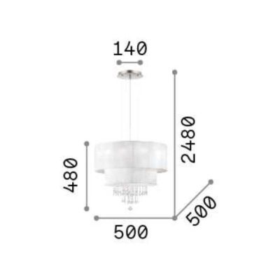 OPERA LAMPADARIO ELEGANTE CON PARALUMI IN PVC E CON GOCCE IN CRISTALLO TRASPARENTE 3 MISURE Ideal Lux - Cristalensi Shop Online