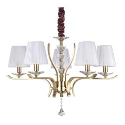 LAMPADARIO CLASSICO A 5,8 O 12 LUCI IN METALLO CROMO OPPURE OTTONE CON PARALUMI IN ORGANZA BIANCHI CRISTALENSI - Cristalensi Sho 2